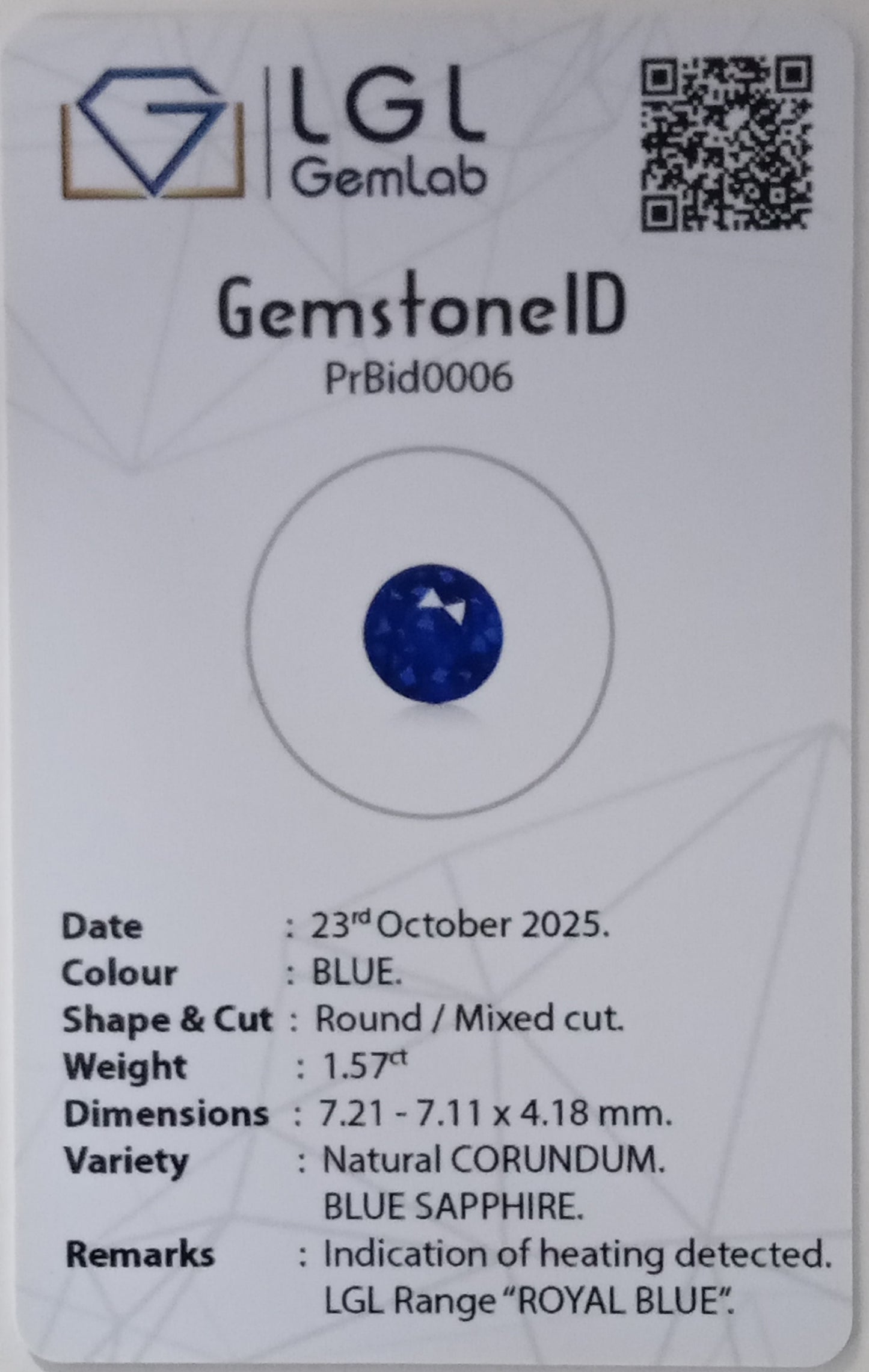 Royal Blue Sapphire – 1.57 Carat Natural Corundum | Round Mixed Cut | Heated | Certified