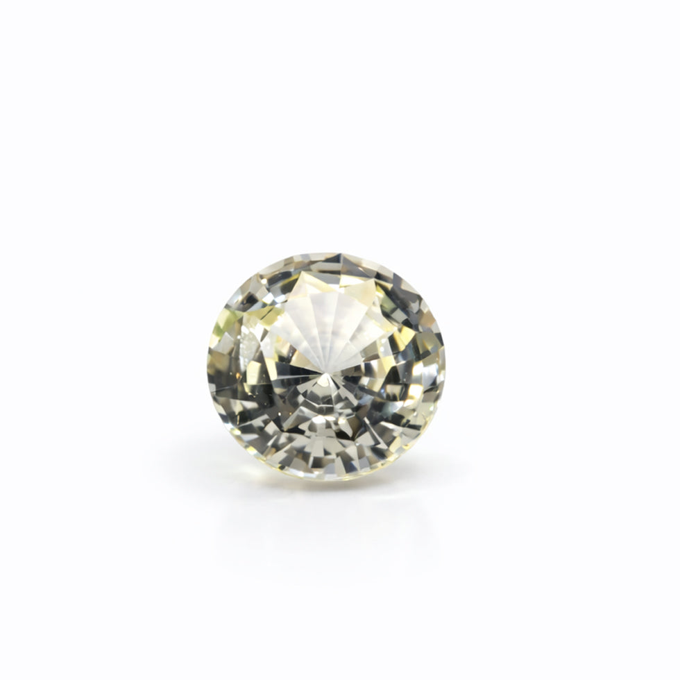1.09ct Unheated White Sapphire (Yellow Tint) – VVS Clarity – Round Brilliant – Ceylon Origin