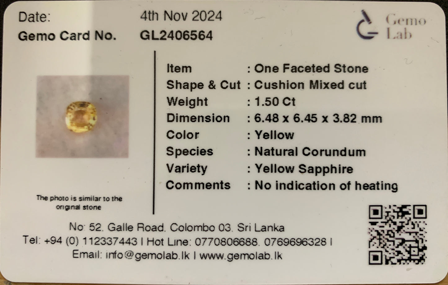 Natural Yellow Sapphire – Premium Unheated Cushion Mixed-Cut Gemstone (1.50 ct)