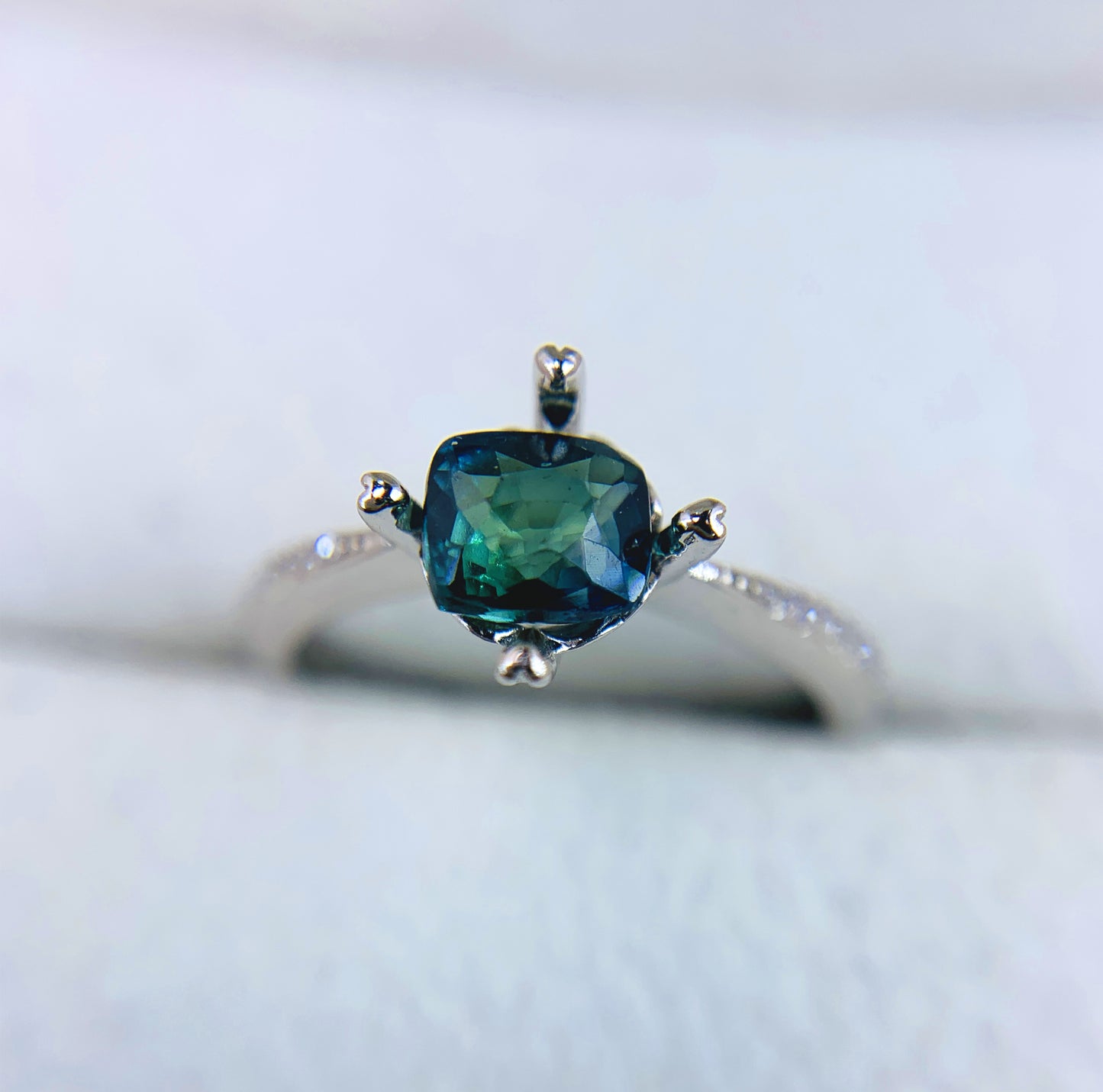 Teal Sapphire – 1.04 Carat Natural Corundum | Cushion Brilliant Cut | Heated Gem | Certified